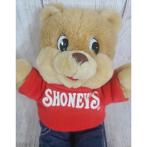 Vintage Shoney's Plush Shoney Bear Stuffed Animal Toy Brown Red 11" 1986 Retired - Picture 3 of 8